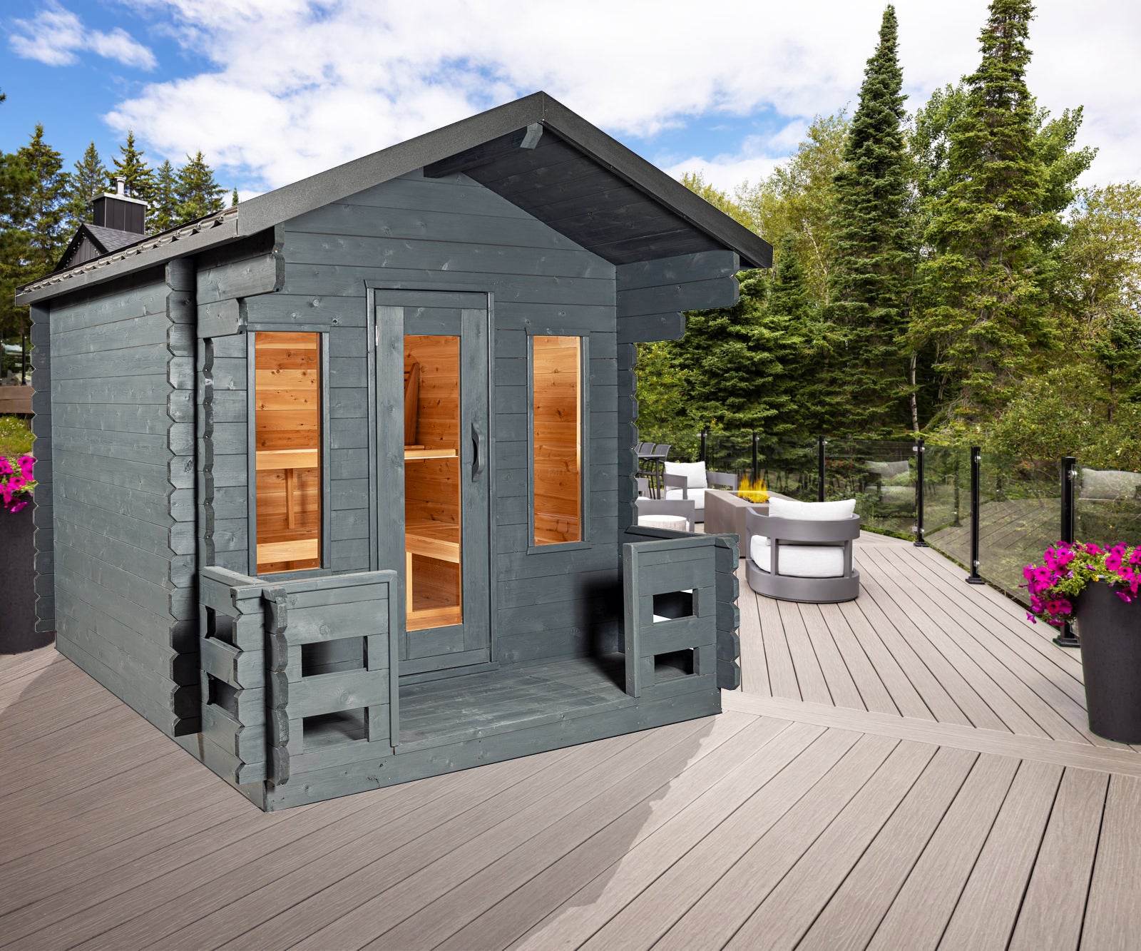 LeisureCraft Georgian Cabin Sauna with Porch