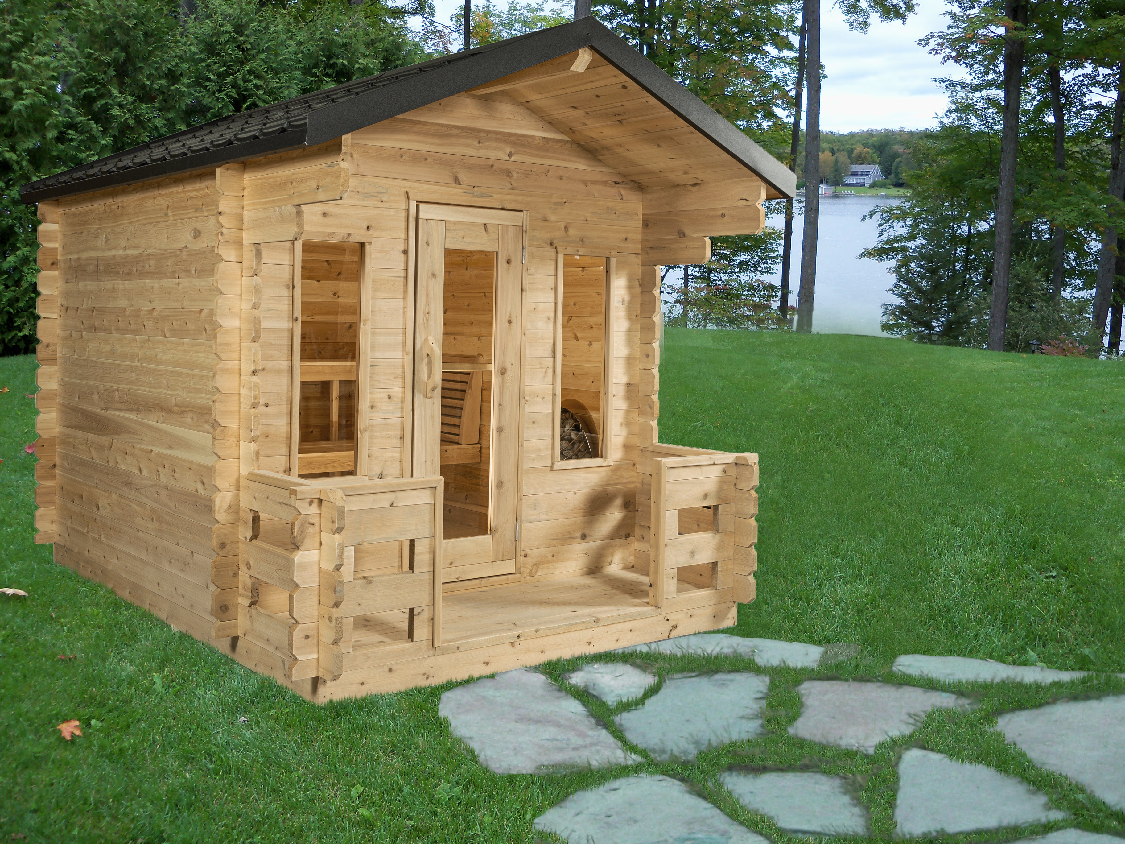 LeisureCraft Georgian Cabin Sauna with Porch