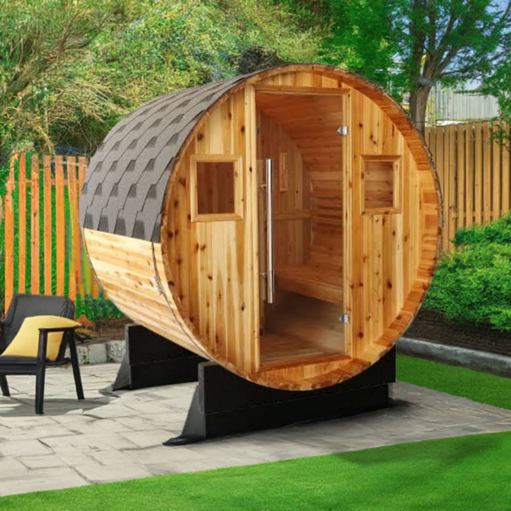 SunRay Aurora 2-4 Person Barrel Sauna with Harvia 6kW Heater